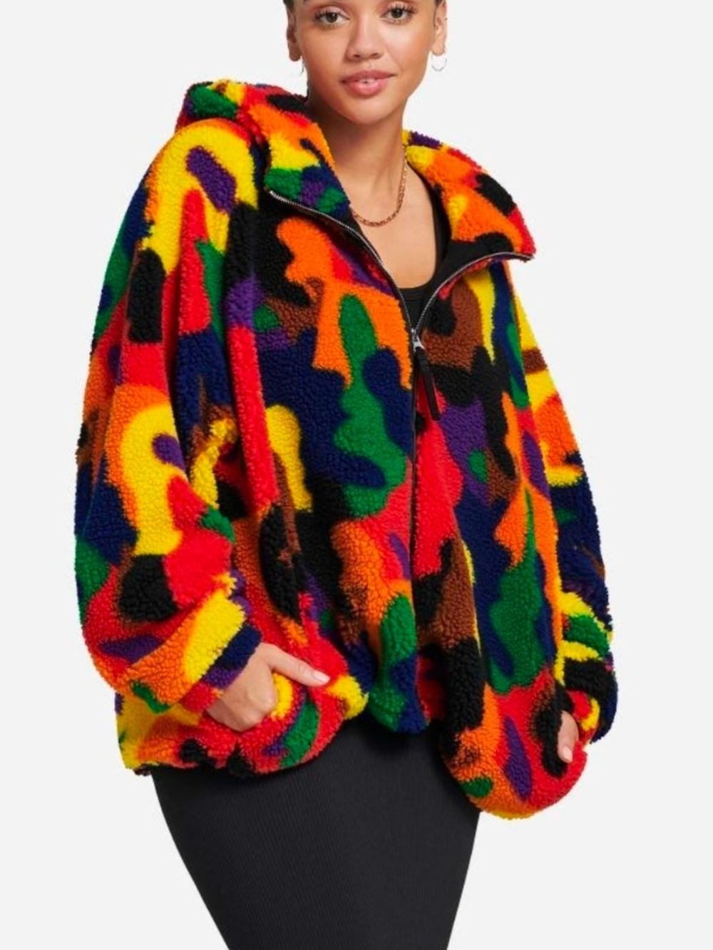 UGG Multicolor Patchwork Sherpa Zip Jacket Unisex